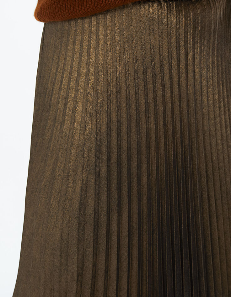 I.Code gold pleated long skirt-4