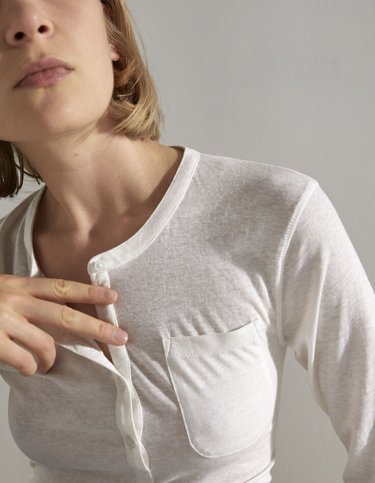 Tee-shirt blanc manches longues tête de mort poitrine femme-3 Tee-shirt blanc manches longues tête de mort poitrine femme-3