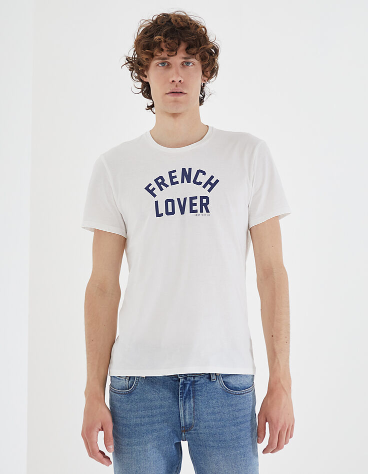 Camiseta blanco roto IKKS BETTER con letras azules-2 Camiseta blanco roto IKKS BETTER con letras azules-2