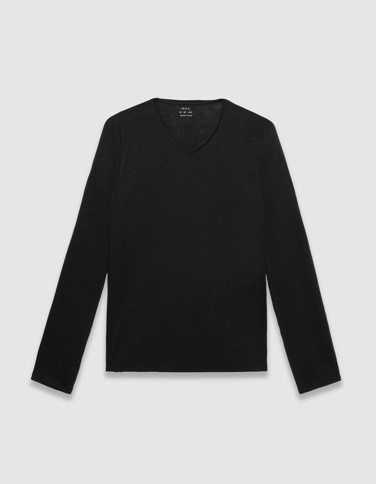 T-shirt manches longues noir coton bio flammé Homme-6