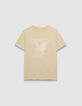 Beiges Damen-T-Shirt Rundhals Biobaumwolle Adlermotiv-5