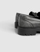 Women’s grey leather moccasins with lugged soles-7