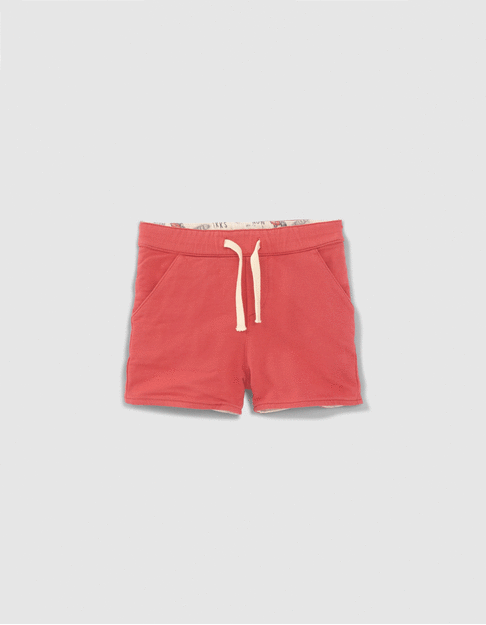 Omkeerbare bermuda rood en rockprint babyjongens
