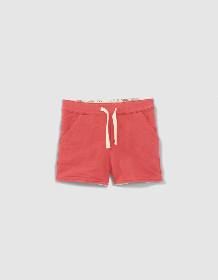 Baby boys' red and rock print reversible Bermuda shorts-1