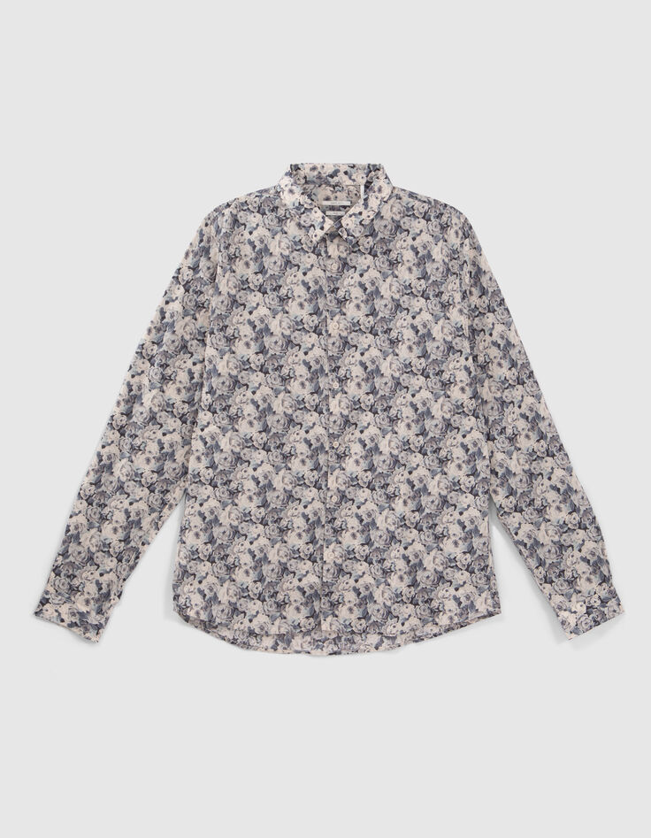 Stahlblaues SLIM-Herrenhemd mit Liberty&reg;-Rosenprint-5