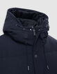 Men's long navy quilted down jacket-9