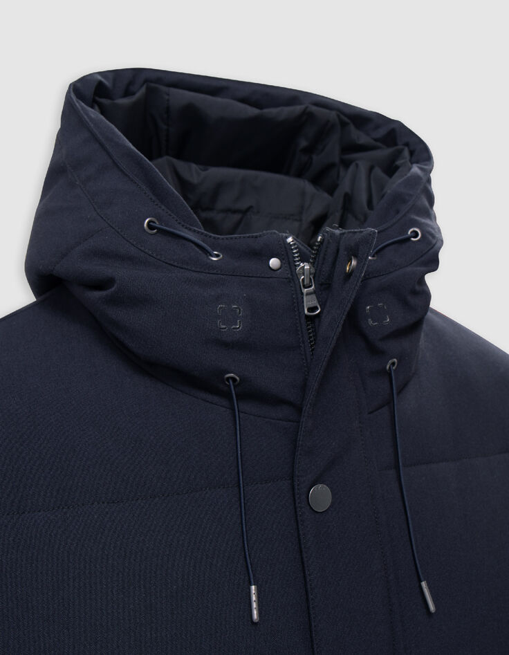 Men's long navy quilted down jacket-9