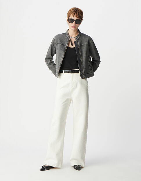 Women's grey denim zip-front jacket - IKKS