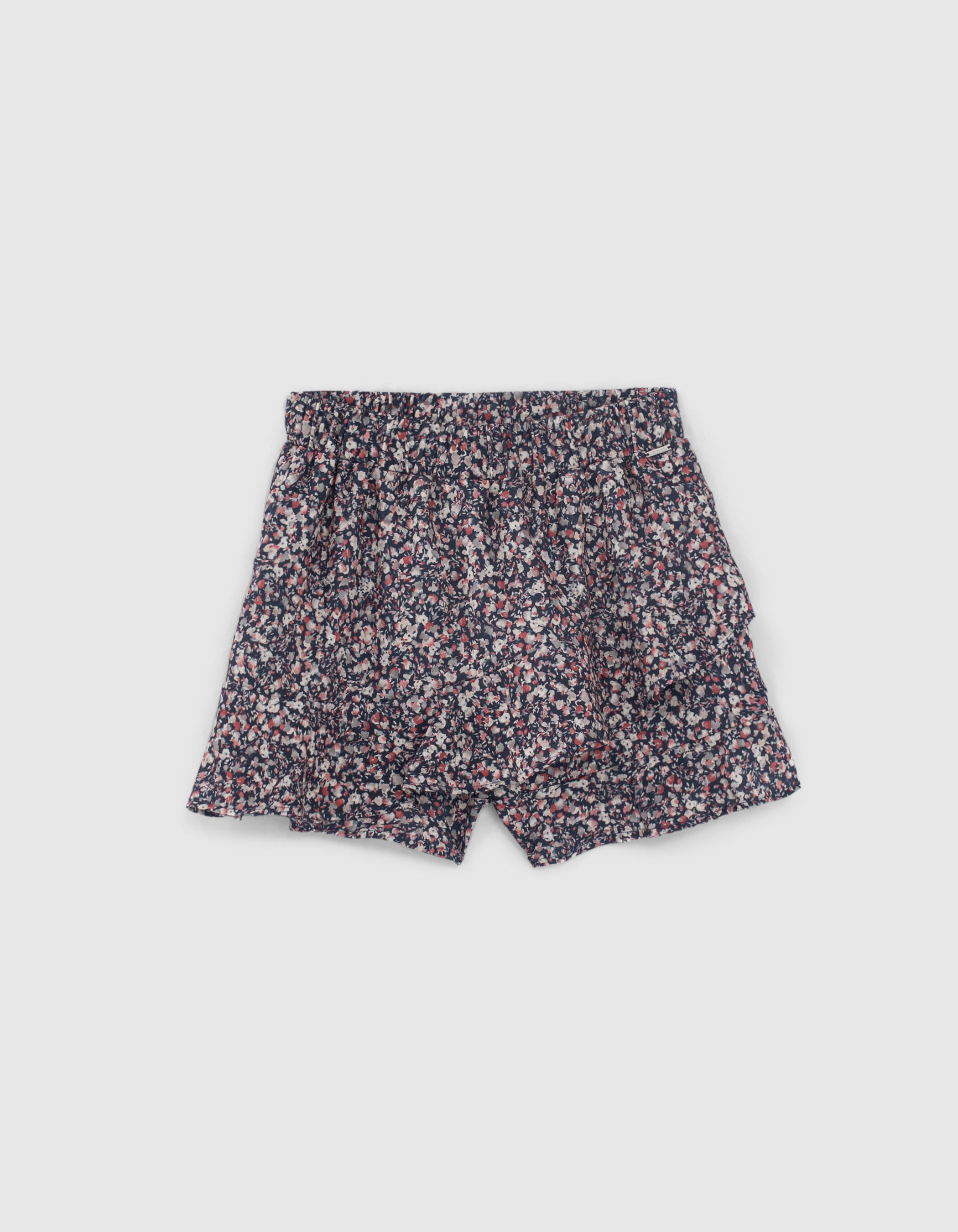 Jupe short navy imprime micro fleurs fille