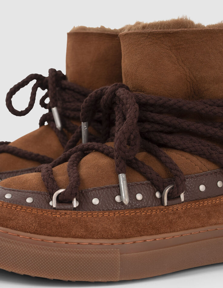 Boots fourrés camel cuir velours INUIKII x IKKS Femme-5
