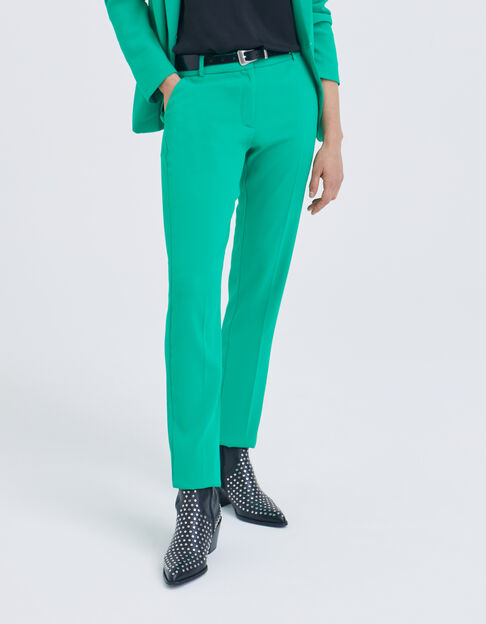Rechte groene broek met hoge taille Dames - IKKS