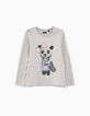 Tee-shirt gris chiné moyen visuel panda fille-2