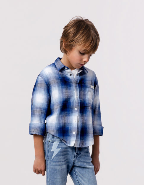 Camisa azul cuadros niño - IKKS