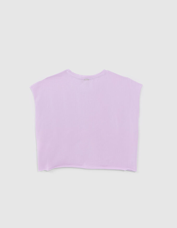Lila Mädchen-T-Shirt mit Erdbeerprint und Schriftzug-3