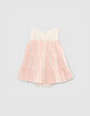 Robe écrue rayures tissées pêche et bloomer bébé fille-3