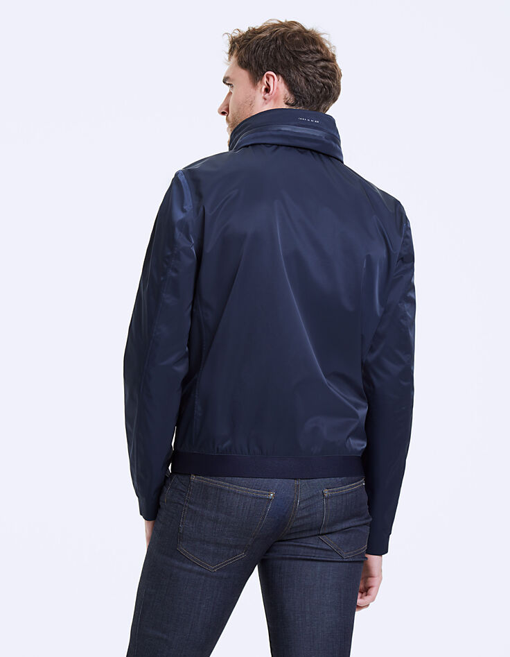 Men's navy nylon mid-length jacket-3 Men's navy nylon mid-length jacket-3
