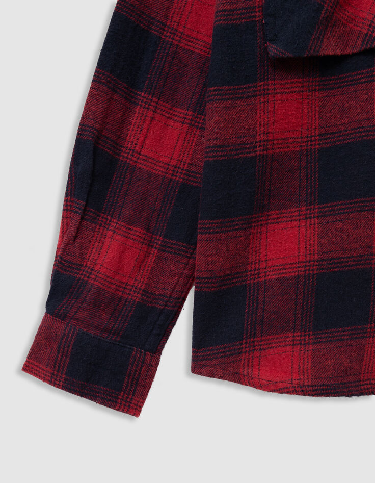 Boys’ navy/red check overshirt with detachable hood-6 Boys’ navy/red check overshirt with detachable hood-6