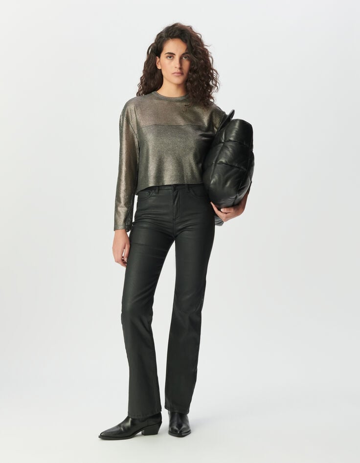 Sweat en résille anthracite Femme-1 Sweat en résille anthracite Femme-1