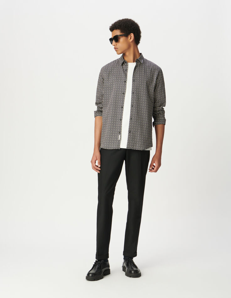 Chemise slim marine coton bio imprimé minimaliste Homme-2