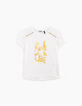 Girls’ off-white T-shirt with gold slogan-2