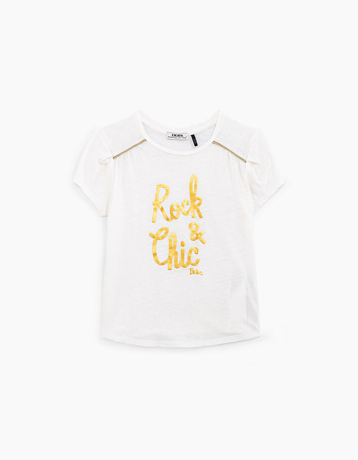 Concurrenten dik luister Gebroken wit T-shirt met gouden tekst meisjes