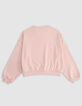 Pink monogrammed velour sweater for girls-4