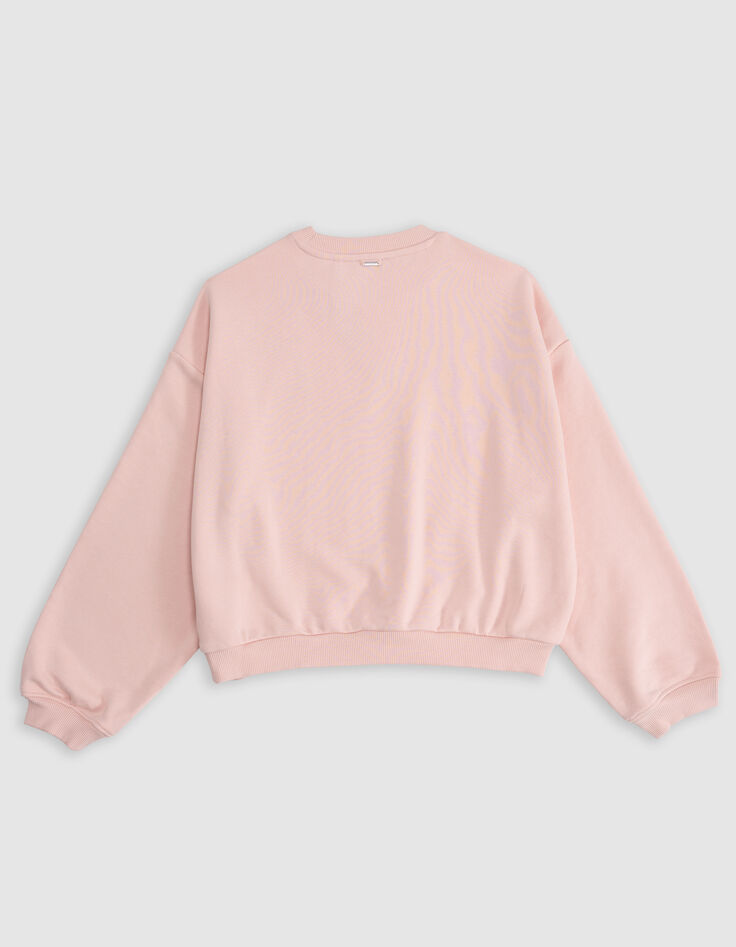 Pink monogrammed velour sweater for girls-4