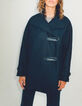 Women’s black pea coat with rock details-1