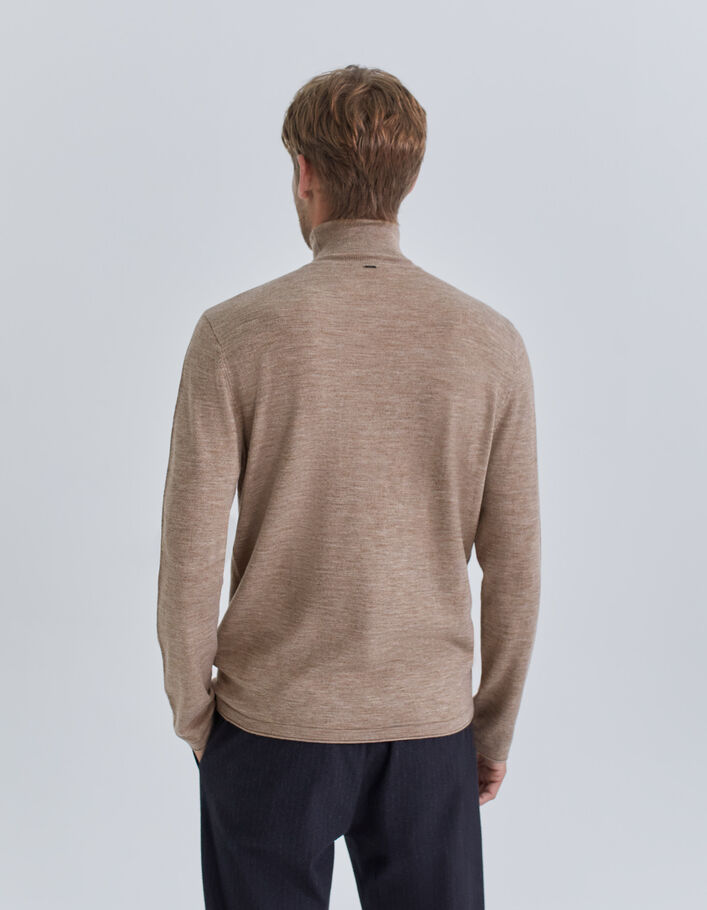 Men’s cappuccino knit roll-neck sweater-2