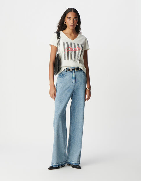 White rock tee-shirt organic cotton message and stripes BLONDIE Women - IKKS
