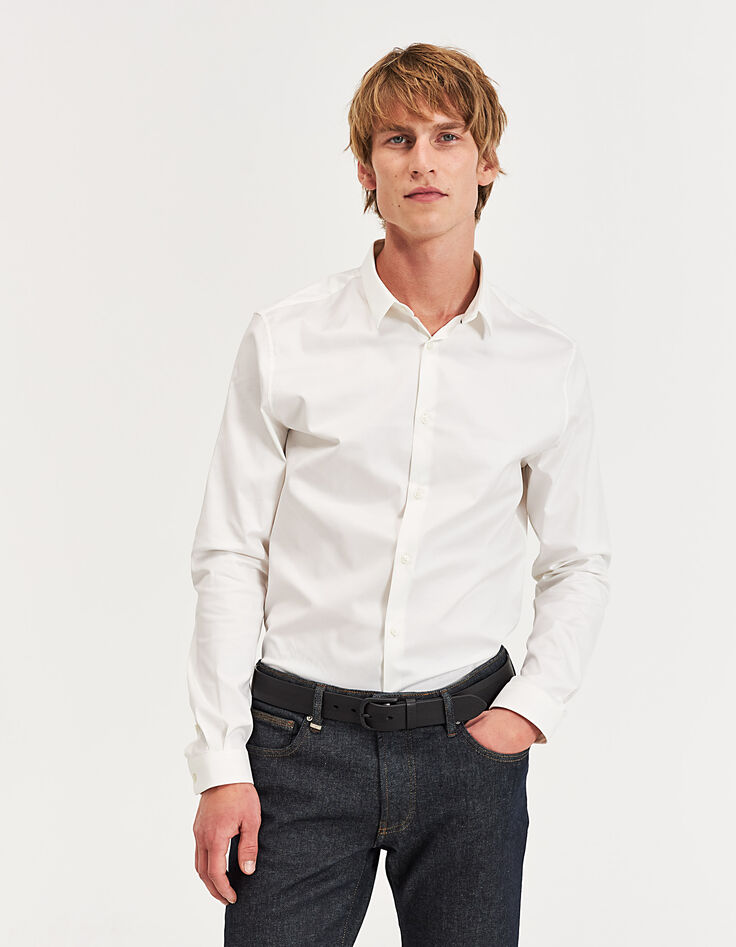Weißes SLIM-Herrenhemd mit STAIN-PROOF-Finish-1