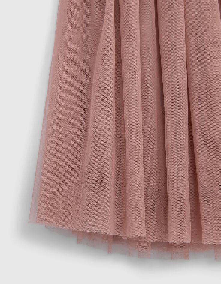 Falda midi de tul rosa de niña-4