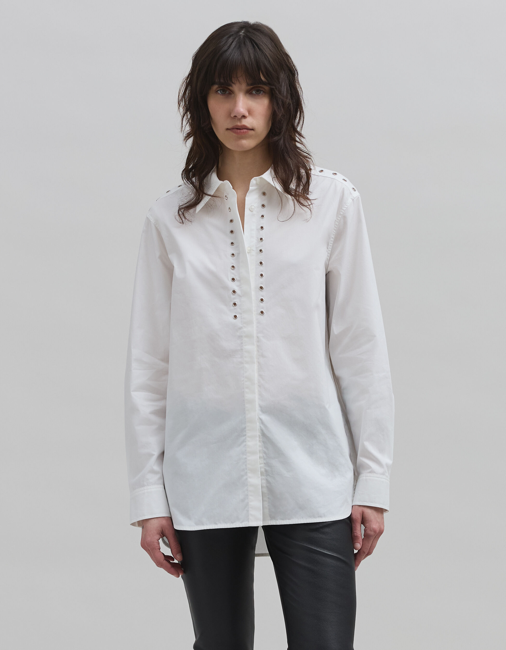 Chemise blanche coton bio decor illets Femme IKKS