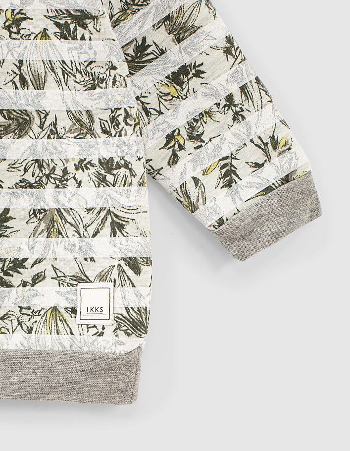 Baby boys’ grey white-striped foliage print sweatshirt - IKKS