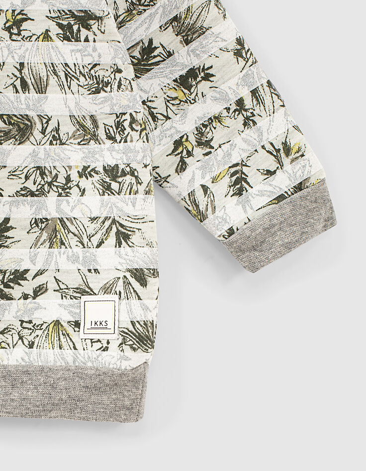 Sweat gris imprimé feuillage rayé blanc bébé garçon -4 Sweat gris imprimé feuillage rayé blanc bébé garçon -4