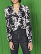 Blouse en crêpe imprimé floral noir et blanc femme-2