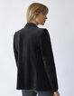Schwarzer Damenveloursblazer mit Pattentaschen-3
