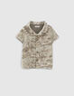 Baby boys’ khaki jungle print mixed fabric shirt-1