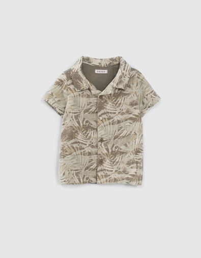 Baby boys’ khaki jungle print mixed fabric shirt - IKKS