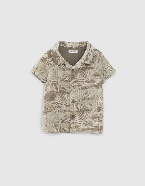 Camisa bimaterial caqui estampado jungle bebé niño