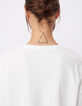 White round neck T-shirt with chevron embroidery for women-4