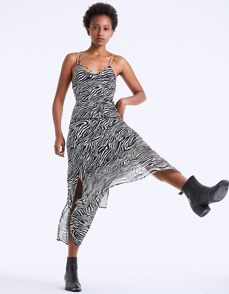 Robe longue en crêpe de viscose imprimé zèbre -2