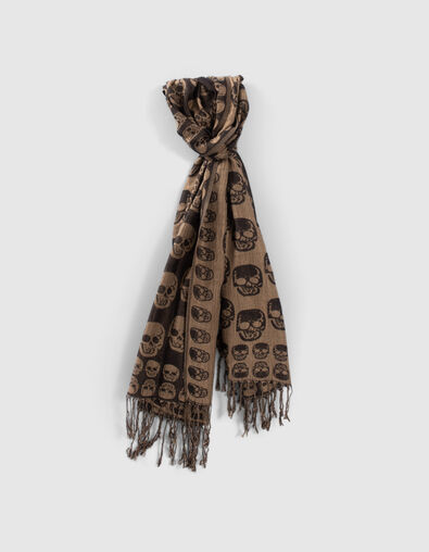 Pure Edition - Schwarzer Herrenschal mit Totenkopfjacquard - IKKS