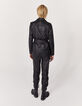 Women&rsquo;s black lambskin leather long jumpsuit-2