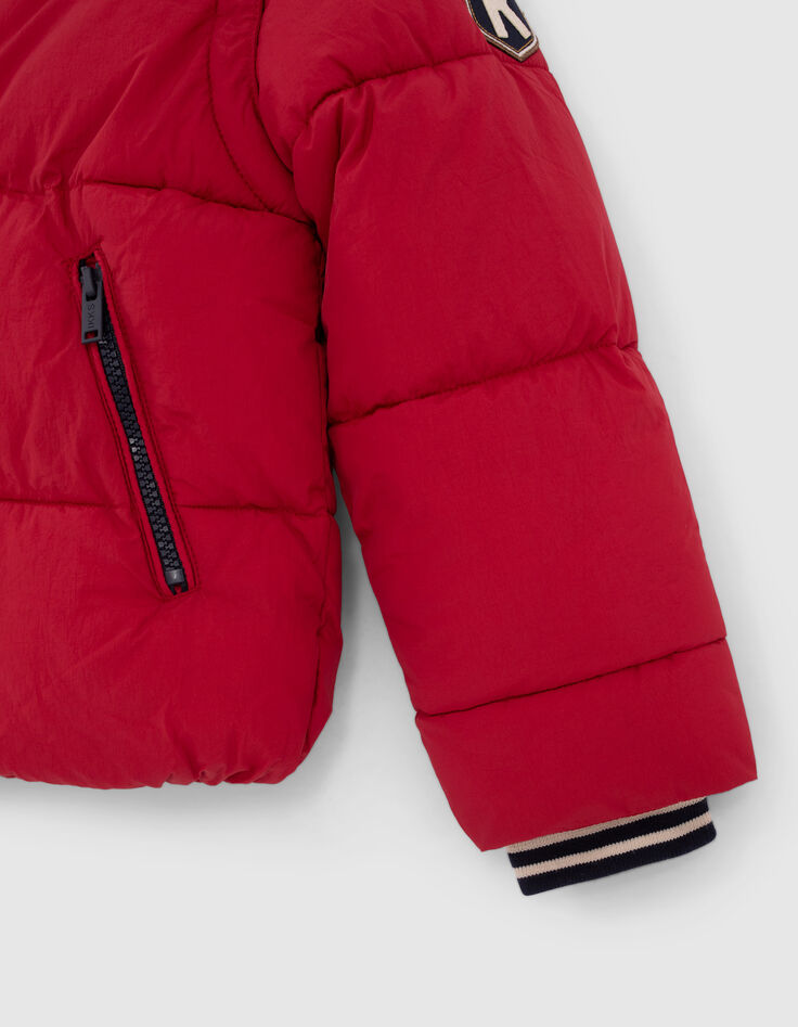 Doudoune rouge moyen fourrée à capuche navy garçon-4