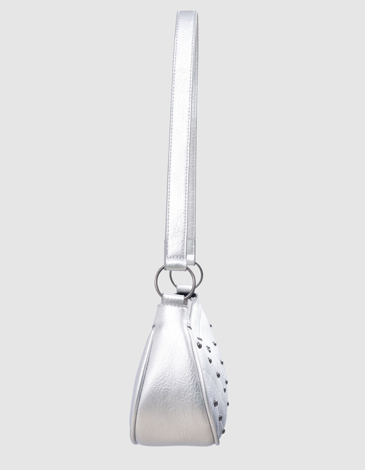 Sac à main argenté décor clous fille-7