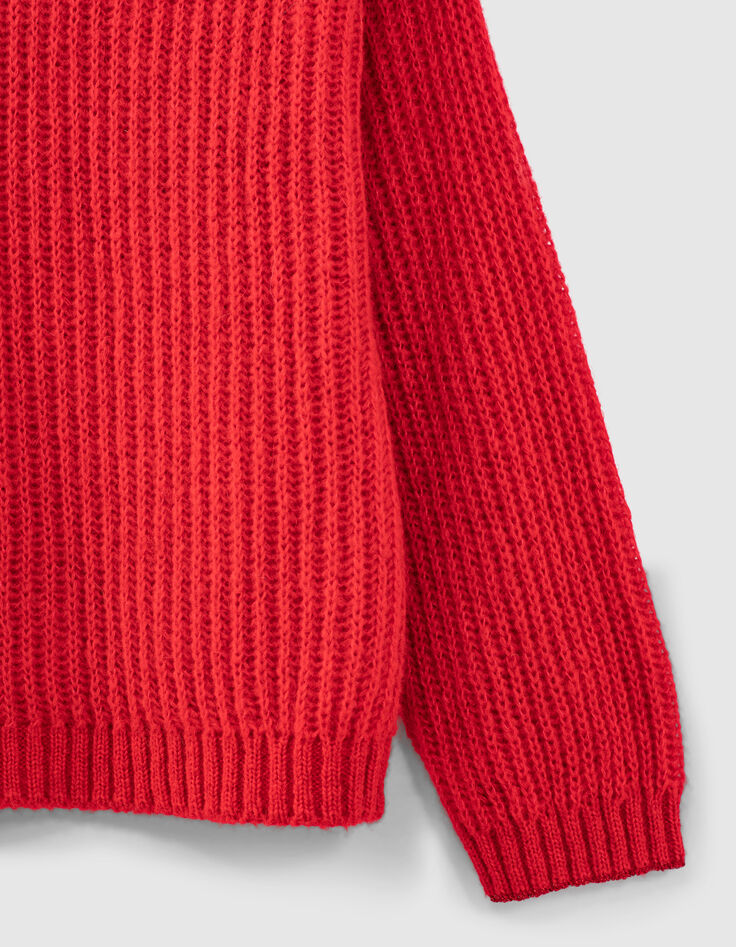 Jersey rojo punto grueso mohair mujer-3
