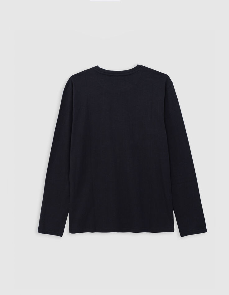 Zwart gedestructureerd T-shirt in biokatoen voor jongens-3