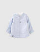 Baby boys’ white organic reversible shirt + blue stripes-2