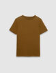T-shirt col rond ocre coton bio flammé Homme-5
